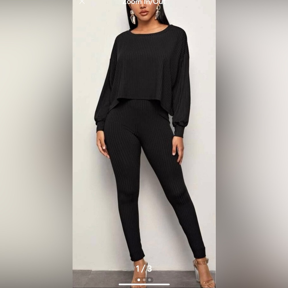 Black Ribbed Jumpsuit